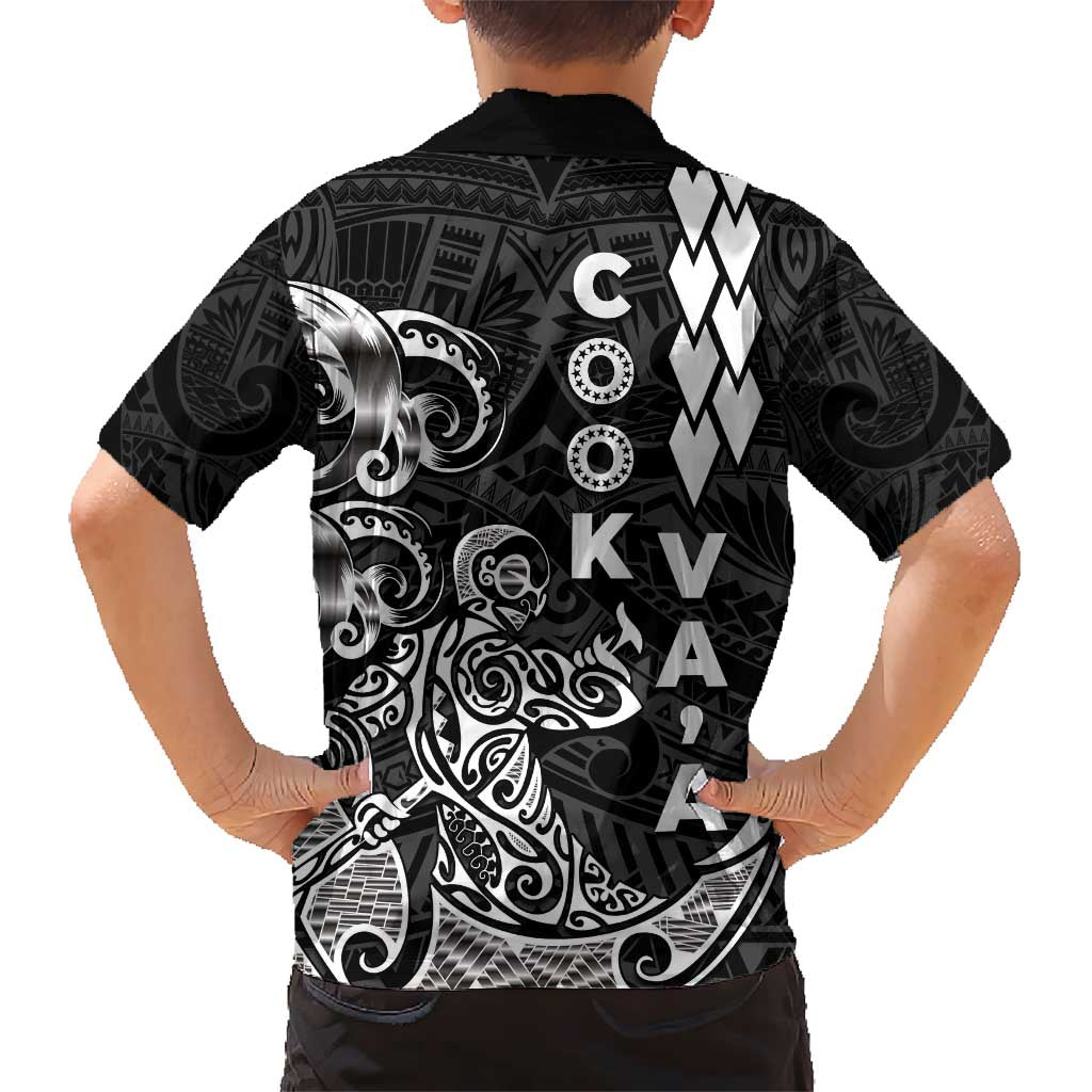 Cook Islands Vaa Polynesian Art Tattoo Kid Hawaiian Shirt Black Color