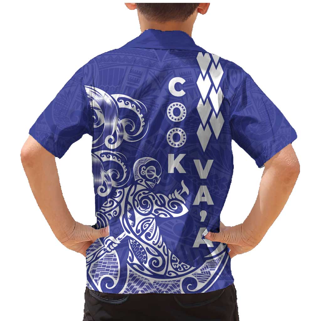 Cook Islands Va'a Polynesian Art Tattoo Family Matching Mermaid Dress and Hawaiian Shirt Blue Color LT03 - Polynesian Pride