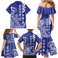 Cook Islands Va'a Polynesian Art Tattoo Family Matching Mermaid Dress and Hawaiian Shirt Blue Color LT03 - Polynesian Pride