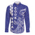 Cook Islands Vaa Polynesian Art Tattoo Family Matching Off The Shoulder Long Sleeve Dress and Hawaiian Shirt Blue Color