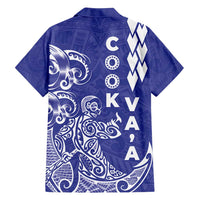 Cook Islands Va'a Polynesian Art Tattoo Family Matching Puletasi and Hawaiian Shirt Blue Color LT03 - Polynesian Pride
