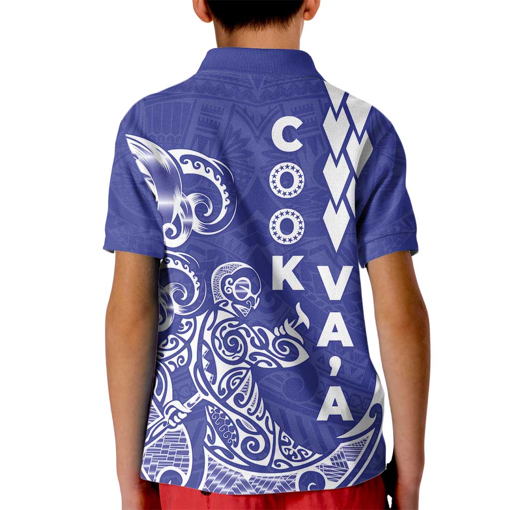 Cook Islands Vaa Polynesian Art Tattoo Kid Polo Shirt Blue Color