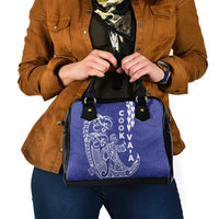 Cook Islands Vaa Polynesian Art Tattoo Shoulder Handbag Blue Color