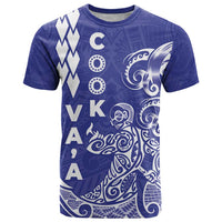 Cook Islands Vaa Polynesian Art Tattoo T Shirt Blue Color