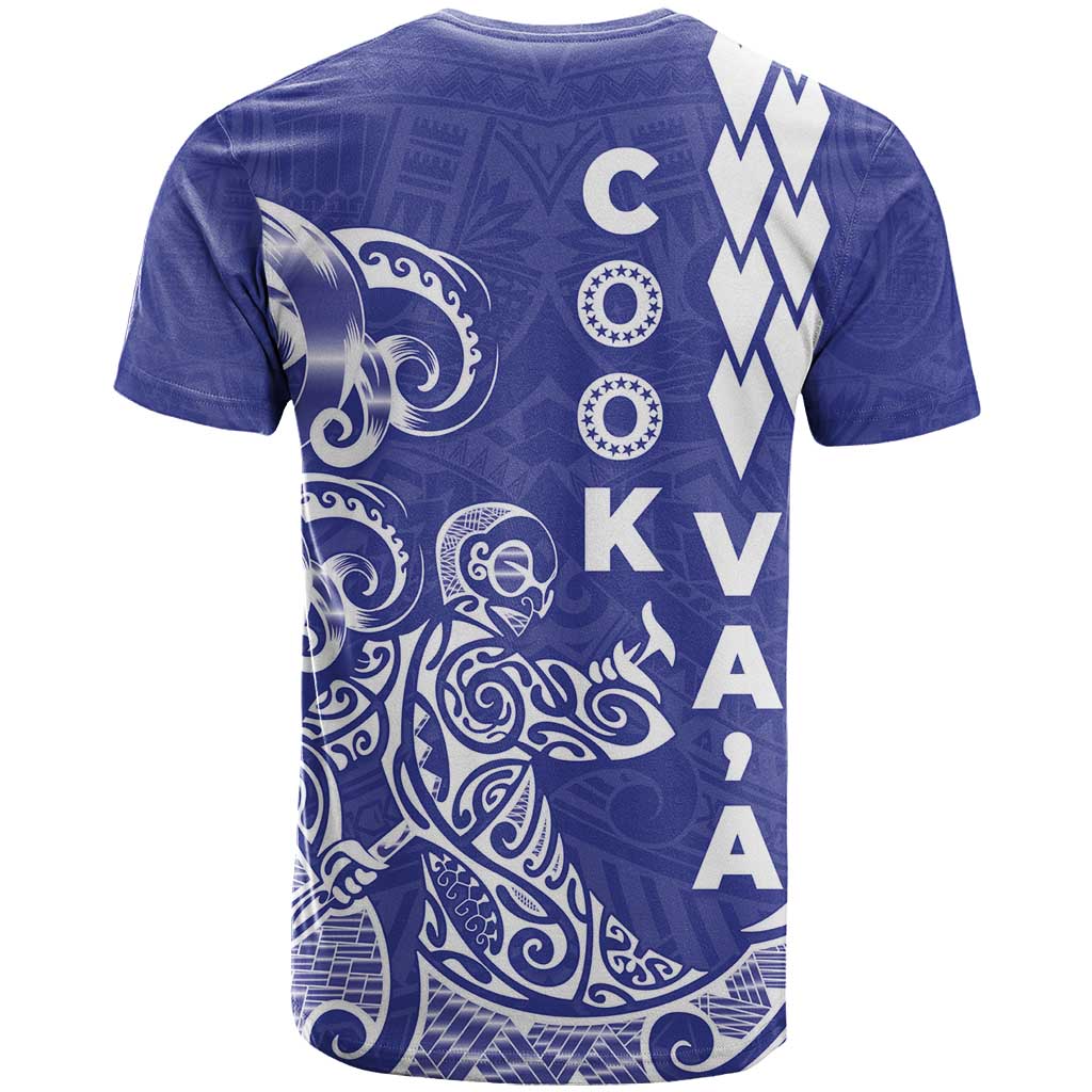 Cook Islands Vaa Polynesian Art Tattoo T Shirt Blue Color