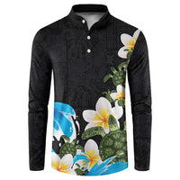 Hawaiian Plumeria and Turtle Button Sweatshirt with Polynesian Tribal Art Pattern Vintage Vibes