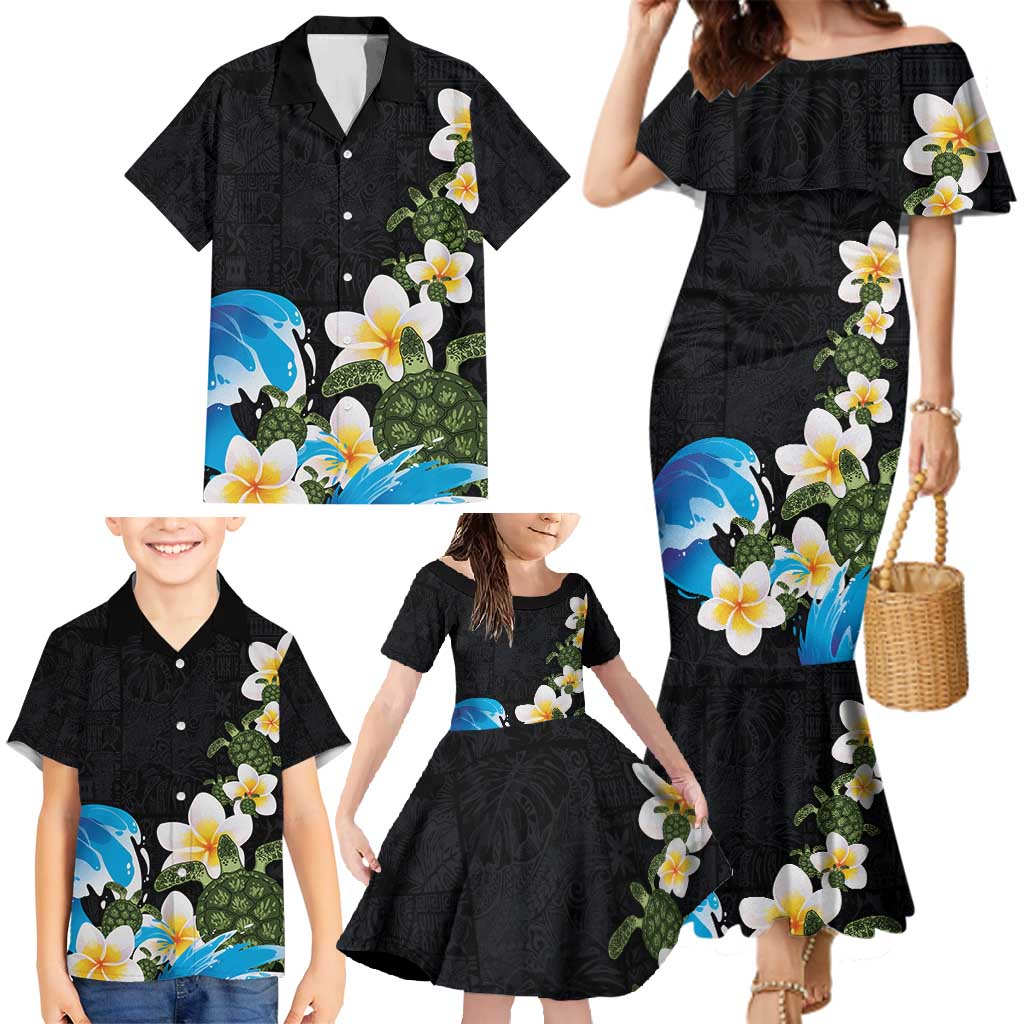 Hawaiian Plumeria and Turtle Family Matching Mermaid Dress and Hawaiian Shirt with Polynesian Tribal Art Pattern Vintage Vibes LT03 - Polynesian Pride