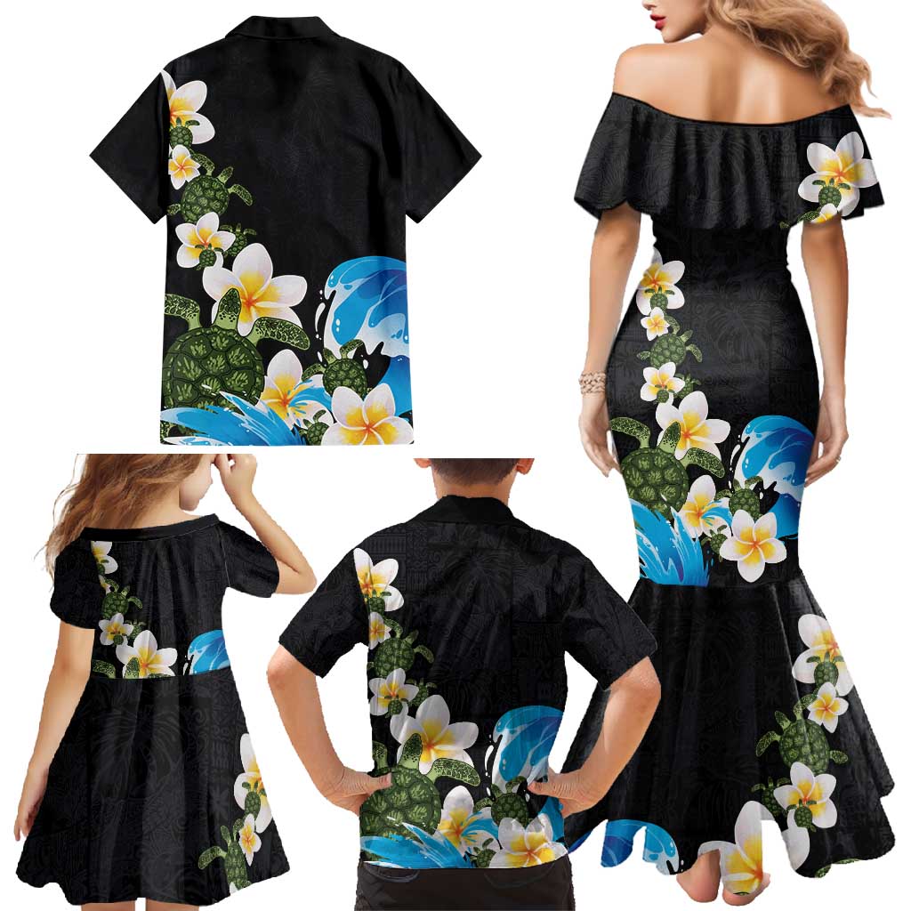Hawaiian Plumeria and Turtle Family Matching Mermaid Dress and Hawaiian Shirt with Polynesian Tribal Art Pattern Vintage Vibes LT03 - Polynesian Pride