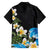 Hawaiian Plumeria and Turtle Family Matching Off The Shoulder Long Sleeve Dress and Hawaiian Shirt with Polynesian Tribal Art Pattern Vintage Vibes