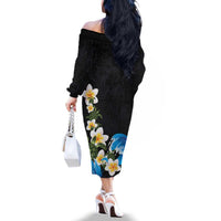 Hawaiian Plumeria and Turtle Family Matching Off The Shoulder Long Sleeve Dress and Hawaiian Shirt with Polynesian Tribal Art Pattern Vintage Vibes LT03 - Polynesian Pride
