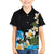 Hawaiian Plumeria and Turtle Family Matching Off The Shoulder Long Sleeve Dress and Hawaiian Shirt with Polynesian Tribal Art Pattern Vintage Vibes