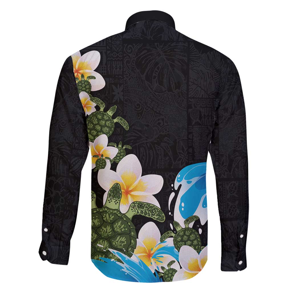 Hawaiian Plumeria and Turtle Family Matching Off Shoulder Maxi Dress and Hawaiian Shirt with Polynesian Tribal Art Pattern Vintage Vibes LT03 - Polynesian Pride