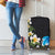 Hawaiian Plumeria and Turtle Luggage Cover with Polynesian Tribal Art Pattern Vintage Vibes