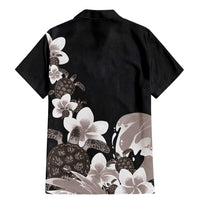 Hawaiian Plumeria and Turtle Family Matching Mermaid Dress and Hawaiian Shirt with Polynesian Tribal Art Pattern Grayscale Color LT03 - Polynesian Pride