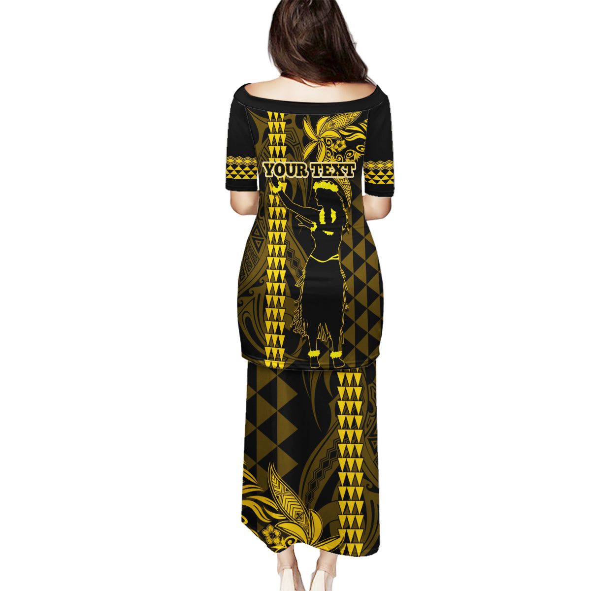 Custom Hawaii Family Matching Puletasi Dress and Hawaiian Shirt Ukelele and Hula Girl Mix Kakau Pattern LT03 - Polynesian Pride