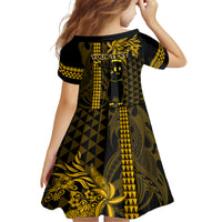 Custom Hawaii Family Matching Summer Maxi Dress and Hawaiian Shirt Ukelele and Hula Girl Mix Kakau Pattern LT03 - Polynesian Pride