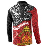 The Kingitanga - Maori King Movement Button Sweatshirt Ko Te Mana Motuhake Emblem with Moko and Polynesian Art Tattoo