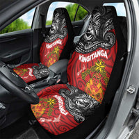 Maori King Movement Car Seat Cover Ko Te Mana Motuhake Emblem with Moko and Polynesian Art Tattoo LT03 - Polynesian Pride