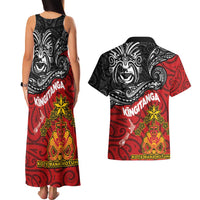 Maori King Movement Couples Matching Tank Maxi Dress and Hawaiian Shirt Ko Te Mana Motuhake Emblem with Moko and Polynesian Art Tattoo LT03 - Polynesian Pride