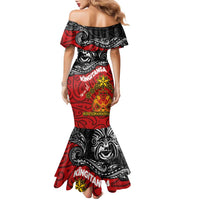 Maori King Movement Family Matching Mermaid Dress and Hawaiian Shirt Ko Te Mana Motuhake Emblem with Moko and Polynesian Art Tattoo LT03 - Polynesian Pride