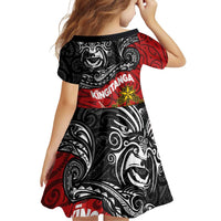 Maori King Movement Family Matching Off Shoulder Short Dress and Hawaiian Shirt Ko Te Mana Motuhake Emblem with Moko and Polynesian Art Tattoo LT03 - Polynesian Pride
