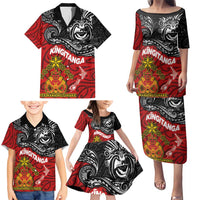 Maori King Movement Family Matching Puletasi and Hawaiian Shirt Ko Te Mana Motuhake Emblem with Moko and Polynesian Art Tattoo LT03 - Polynesian Pride