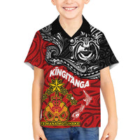 Maori King Movement Family Matching Puletasi and Hawaiian Shirt Ko Te Mana Motuhake Emblem with Moko and Polynesian Art Tattoo LT03 Son's Shirt Red - Polynesian Pride