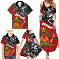 Maori King Movement Family Matching Summer Maxi Dress and Hawaiian Shirt Ko Te Mana Motuhake Emblem with Moko and Polynesian Art Tattoo LT03 - Polynesian Pride