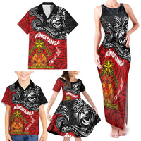 Maori King Movement Family Matching Tank Maxi Dress and Hawaiian Shirt Ko Te Mana Motuhake Emblem with Moko and Polynesian Art Tattoo LT03 - Polynesian Pride