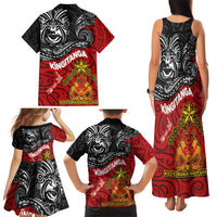 Maori King Movement Family Matching Tank Maxi Dress and Hawaiian Shirt Ko Te Mana Motuhake Emblem with Moko and Polynesian Art Tattoo LT03 - Polynesian Pride