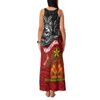 Maori King Movement Family Matching Tank Maxi Dress and Hawaiian Shirt Ko Te Mana Motuhake Emblem with Moko and Polynesian Art Tattoo LT03 - Polynesian Pride