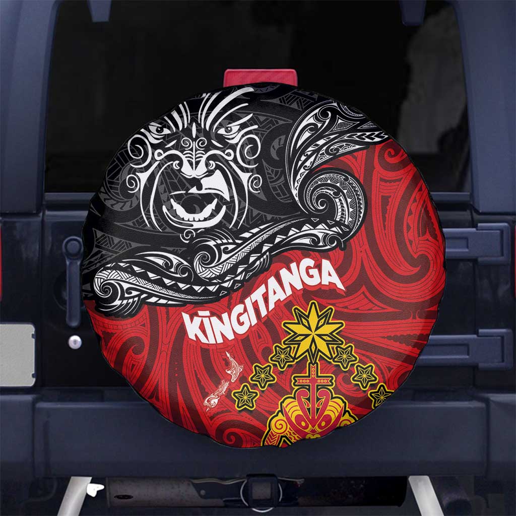 Maori King Movement Spare Tire Cover Ko Te Mana Motuhake Emblem with Moko and Polynesian Art Tattoo LT03 - Polynesian Pride
