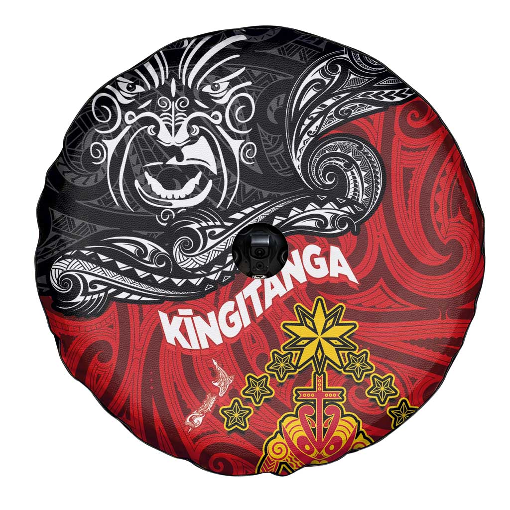 Maori King Movement Spare Tire Cover Ko Te Mana Motuhake Emblem with Moko and Polynesian Art Tattoo LT03 - Polynesian Pride