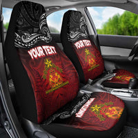 Personalised Maori King Movement Car Seat Cover Ko Te Mana Motuhake Emblem with Silver Ferns and Polynesian Art Tattoo LT03 - Polynesian Pride