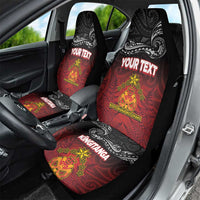 Personalised Maori King Movement Car Seat Cover Ko Te Mana Motuhake Emblem with Silver Ferns and Polynesian Art Tattoo LT03 - Polynesian Pride