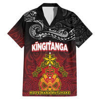 Personalised Maori King Movement Family Matching Mermaid Dress and Hawaiian Shirt Ko Te Mana Motuhake Emblem with Silver Ferns and Polynesian Art Tattoo LT03 Dad's Shirt - Short Sleeve Red - Polynesian Pride
