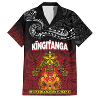 Personalised Maori King Movement Family Matching Off The Shoulder Long Sleeve Dress and Hawaiian Shirt Ko Te Mana Motuhake Emblem with Silver Ferns and Polynesian Art Tattoo LT03 Dad's Shirt - Short Sleeve Red - Polynesian Pride