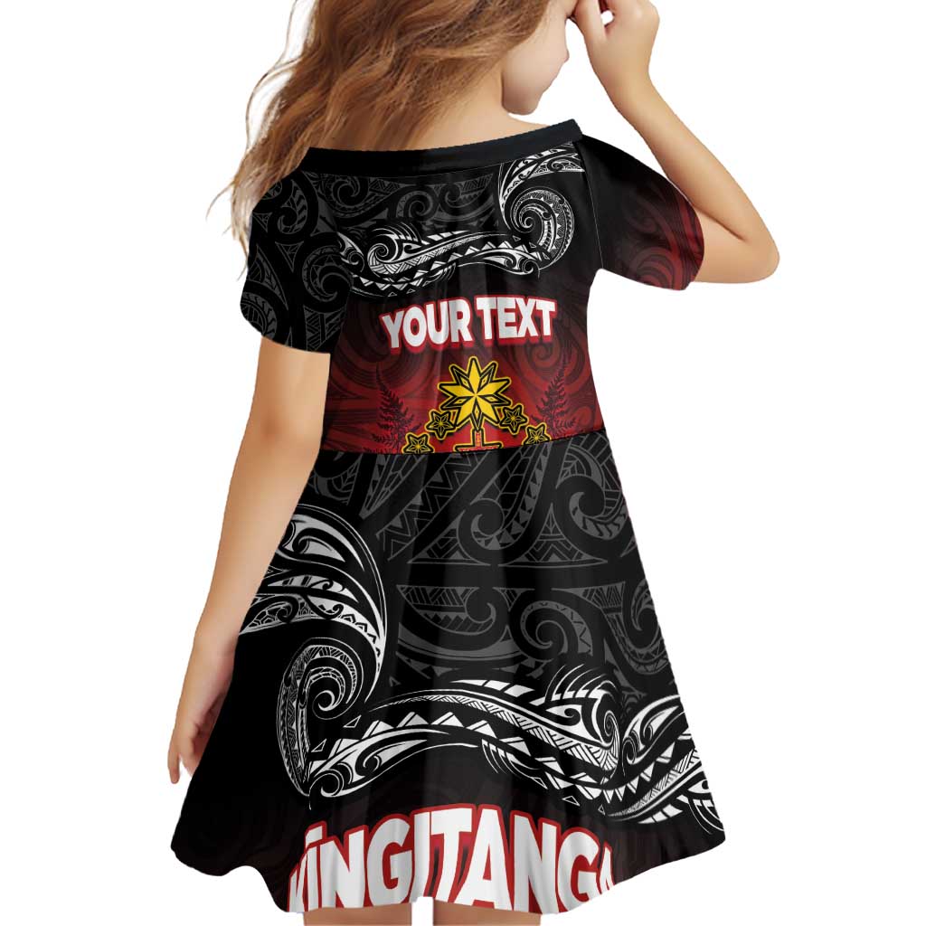 Personalised Maori King Movement Family Matching Off Shoulder Short Dress and Hawaiian Shirt Ko Te Mana Motuhake Emblem with Silver Ferns and Polynesian Art Tattoo LT03 - Polynesian Pride