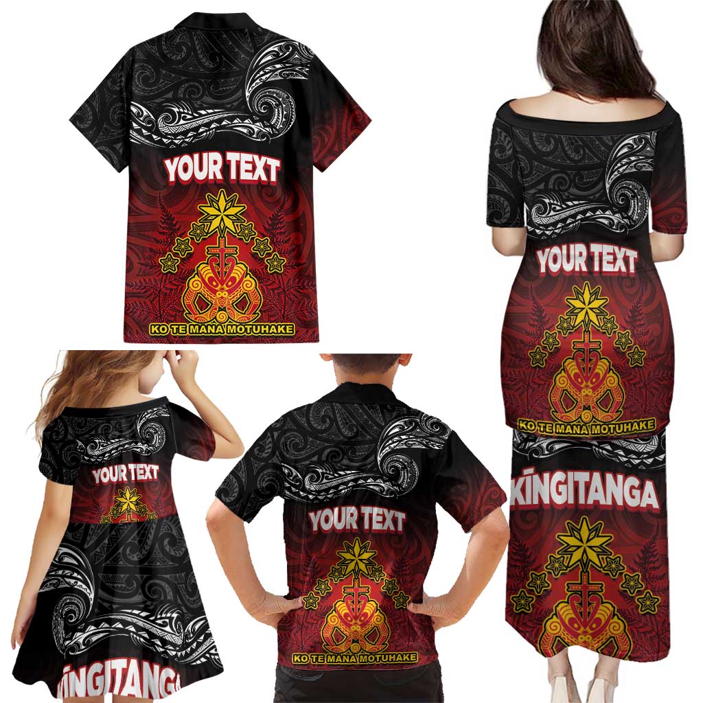 Personalised Maori King Movement Family Matching Puletasi and Hawaiian Shirt Ko Te Mana Motuhake Emblem with Silver Ferns and Polynesian Art Tattoo LT03 - Polynesian Pride