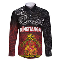 Personalised Maori King Movement Family Matching Summer Maxi Dress and Hawaiian Shirt Ko Te Mana Motuhake Emblem with Silver Ferns and Polynesian Art Tattoo LT03 Dad's Shirt - Long Sleeve Red - Polynesian Pride