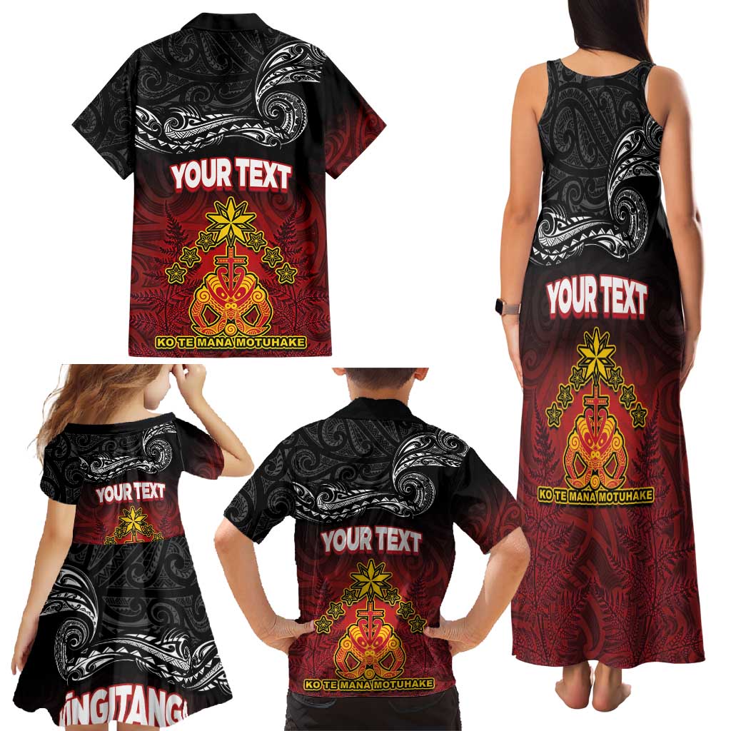 Personalised Maori King Movement Family Matching Tank Maxi Dress and Hawaiian Shirt Ko Te Mana Motuhake Emblem with Silver Ferns and Polynesian Art Tattoo LT03 - Polynesian Pride