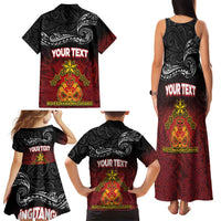 Personalised Maori King Movement Family Matching Tank Maxi Dress and Hawaiian Shirt Ko Te Mana Motuhake Emblem with Silver Ferns and Polynesian Art Tattoo LT03 - Polynesian Pride