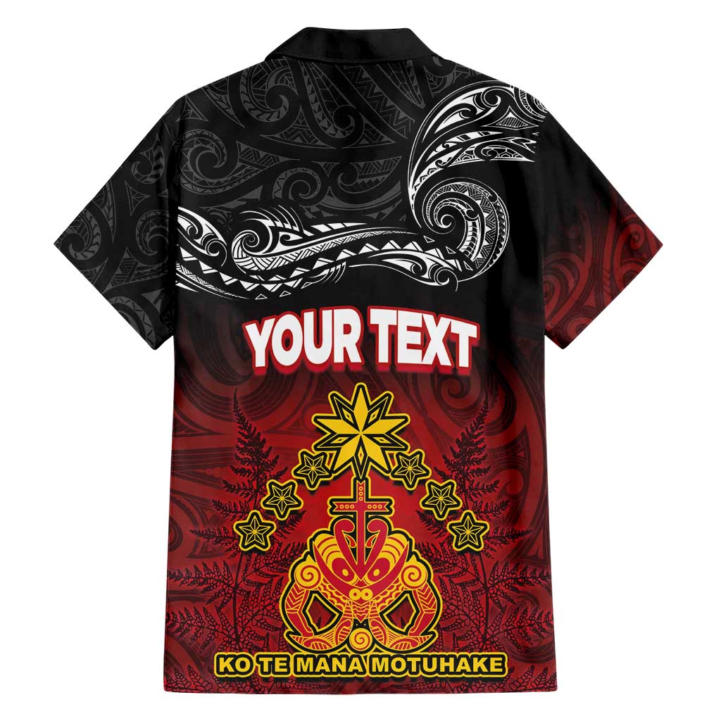 Personalised Maori King Movement Hawaiian Shirt Ko Te Mana Motuhake Emblem with Silver Ferns and Polynesian Art Tattoo LT03 - Polynesian Pride