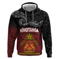 Personalised Maori King Movement Hoodie Ko Te Mana Motuhake Emblem with Silver Ferns and Polynesian Art Tattoo LT03 Pullover Hoodie Red - Polynesian Pride