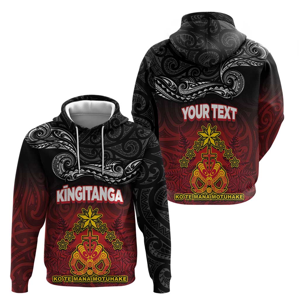 Personalised Maori King Movement Hoodie Ko Te Mana Motuhake Emblem with Silver Ferns and Polynesian Art Tattoo LT03 - Polynesian Pride