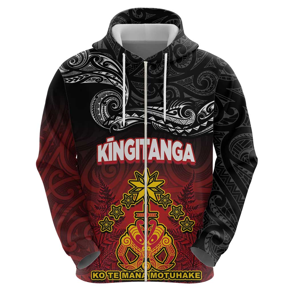 Personalised Maori King Movement Hoodie Ko Te Mana Motuhake Emblem with Silver Ferns and Polynesian Art Tattoo LT03 - Polynesian Pride