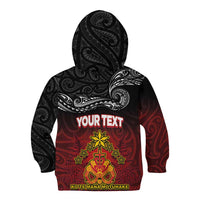 Personalised Maori King Movement Kid Hoodie Ko Te Mana Motuhake Emblem with Silver Ferns and Polynesian Art Tattoo LT03 - Polynesian Pride