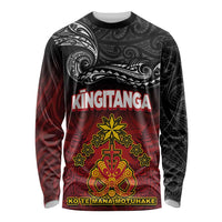 Personalised Maori King Movement Long Sleeve Shirt Ko Te Mana Motuhake Emblem with Silver Ferns and Polynesian Art Tattoo LT03 Unisex Red - Polynesian Pride