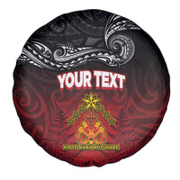 Personalised Maori King Movement Spare Tire Cover Ko Te Mana Motuhake Emblem with Silver Ferns and Polynesian Art Tattoo LT03 - Polynesian Pride