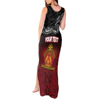 Personalised Maori King Movement Tank Maxi Dress Ko Te Mana Motuhake Emblem with Silver Ferns and Polynesian Art Tattoo LT03 - Polynesian Pride